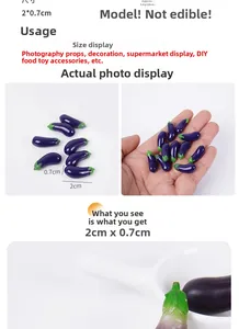 Λήψη macro μινιατούρας μελιτζάνας 2cm με λεπτομέρειες μέτρησης μεγέθους για κατασκευές