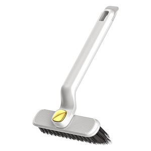 Rotating long handle crevice brush with black bristles for bathroom and kitchen cleaning