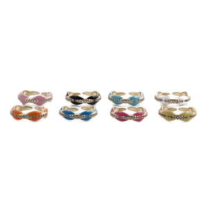 Adjustable Open Ring Copper Colorful Enamel Micro Pave White Zircon Simple Fashion Creative Finger Jewelry For Women