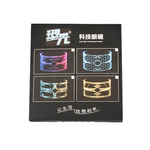 Retail packaging box for colorful LED glasses with futuristic technological design