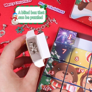 24-day Christmas advent calendar box with DIY charm bracelet making kit and festive beads