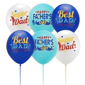 Father's Day latex balloon set with Super Dad prints in blue and white colors