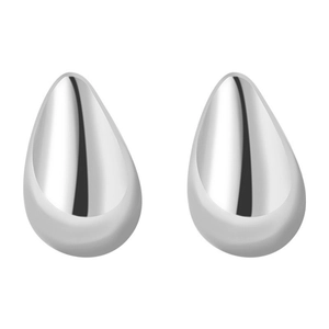 Polished S925 sterling silver teardrop stud earrings with a minimalist geometric design