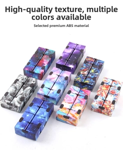 Array of colorful Infinity Cubes featuring marble and starry patterns in ABS material