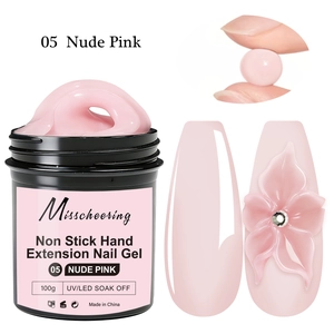 Detailed nude pink non-stick extension nail gel for 3D sculpting and nail art designs