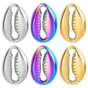 Stainless Steel Cowrie Shell Pendant For DIY Jewelry Making Minimalist Gold Plated Charm Necklace Accessory For Women