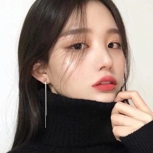 925 Sterling Silver Long Tassel Earrings Minimalist Linear Snake Chain Drop For Women Elegant Fashion Jewelry
