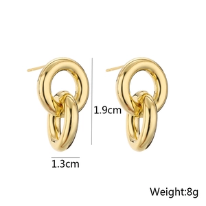 Geometrische Ohrstecker mit 14K Goldbeschichtung, doppelreihiges Design, Höhe 1.9 cm