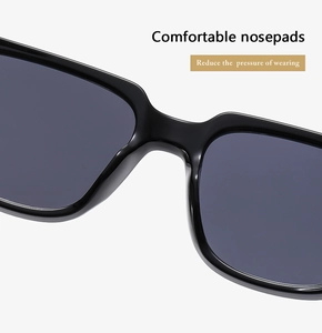 Detail of comfortable integrated nose pads on square vintage sunglasses for pressure relief