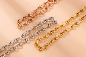 Catene a maglie a S lucide in oro rosa, argento e oro per gioielli fai-da-te