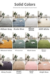 Collage of plush Nordic style rugs in twelve vibrant colors for minimalist living rooms