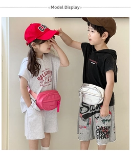 Kids stylish waist bags in pink matte and shiny silver finishes for daily wear