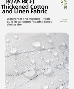 Detail of waterproof thick cotton linen fabric with water droplets on the surface