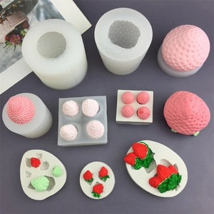 Silicone mold for strawberry cream cake and scented candles with leaf patterns