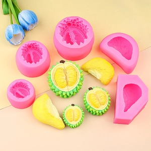 3D pink silicone durian mold set for realistic candles, soap, and handmade resin crafts