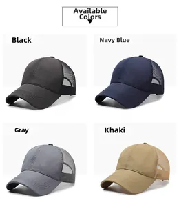 Casquettes de baseball en maille noir, marine, gris et kaki en tissu séchage rapide