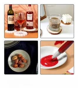 DIY silicone bubble coaster molds shown with ceramics and brushes for creative crafts