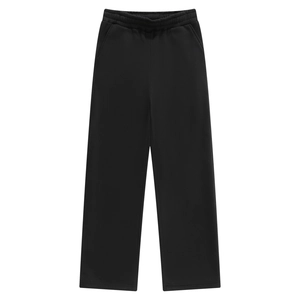 Men's black elastic waist straight leg casual pants featuring knit fabric in a front view
