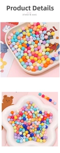 Macro shot of colorful matte acrylic beads in pastel shades for DIY jewelry making