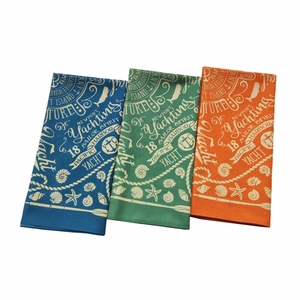 Three-piece nautical bandana set with anchor and rudder prints in blue, green, and orange