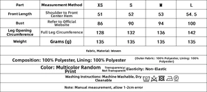 Guide des tailles pour haut brodé de paillettes avec instructions de lavage polyester