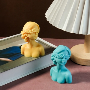 DIY blindfolded girl figurine silicone mold for making scented candles and plaster statues
