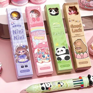 Cartoon ten-color retractable ballpoint pen set in vertical gift box packaging