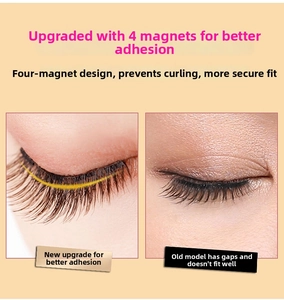 Detail of 4-magnet magnetic eyelashes showing superior fit and voluminous 3D black lash effect