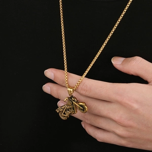 Hip hop gold motorcycle pendant necklace with box chain for men made of stainless steel