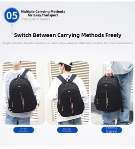 Black waterproof backpack showing three carry modes: backpack, shoulder bag, and handbag