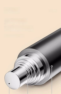 Close-up of matte black thickened solid metal rod with 3-layer anti-rust coating