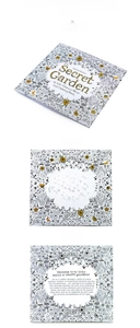 Vertical layout of Secret Garden coloring book showing cover art and floral illustrations