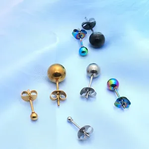 Orecchini A Bottone A Sfera Minimalisti In Acciaio Inossidabile Lucido Gioielli Di Moda Per Uomini Donne