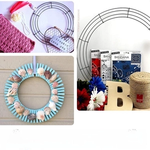 DIY metal wreath ring kits with creative materials for holiday home decorations