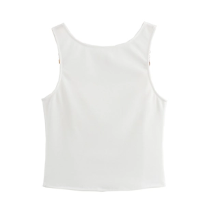Minimalist white beaded camisole crop top for women made of soft comfortable fabric