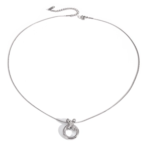 Minimalist silver 18K gold plated stainless steel necklace with circle knot pendant