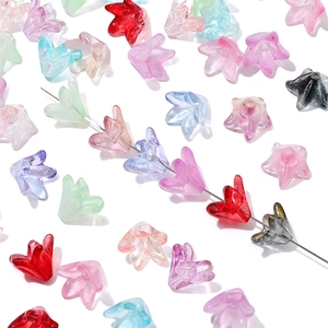 Handmade colorful glass lily flower charms with gold flecks for jewelry making