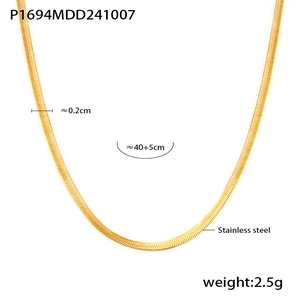 Flat gold stainless steel snake chain necklace 0.2cm width with 45cm length detail