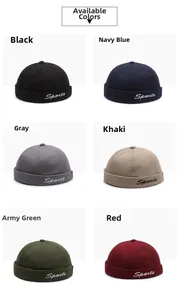 Multi-color docker hats with sports embroidery in black, navy, grey, khaki, green, and red
