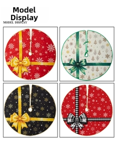 Detail view of four Christmas tree skirt patterns including snowflakes and festive bows