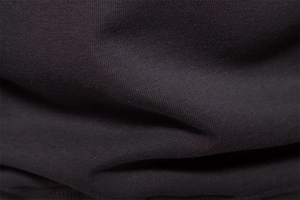 Close-up of the black knitted fabric texture on the casual sweatshirt for men