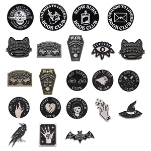 Gothic Punk Enamel Brooch Pins Zinc Alloy Metal Badges For Book Club Horror Movie Fans Dark Style Jewelry Accessory