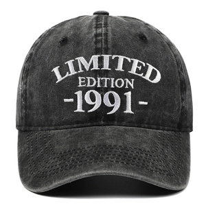 Retro Washed Cotton Baseball Cap 1991 Limited Edition Embroidery Distressed Dad Hat Adjustable Casual Sun Shade Headwear