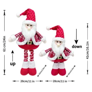 Size chart for telescopic Christmas doll showing height from 41cm up to 61cm and 28cm width
