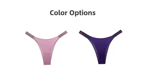 Close-up of pink and purple thong with sparkling rhinestone waist straps and lettering