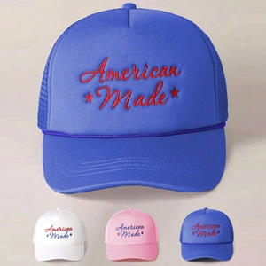 Trucker Hat American Made Embroidered Stars Mesh Back Adjustable Polyester Sun Protection Y2K Vintage Style Women Men