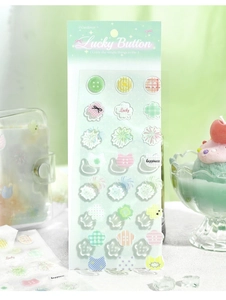 Close-up detail of Lucky Button Kirakira Land 3D crystal epoxy stickers for journal decoration