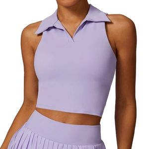 Lavendel-Polo-Crop-Top und Faltenrock-Set für Tennis und Fitness-Training für Damen