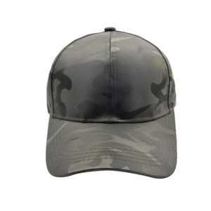 Dark grey camouflage baseball cap with tactical honeycomb texture for outdoor sports