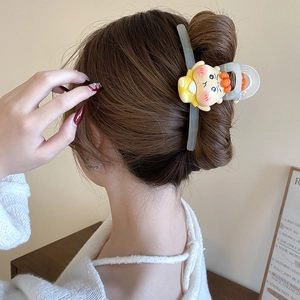 Cute cartoon acrylic hair claw clip for women featuring sweet baby girl character design